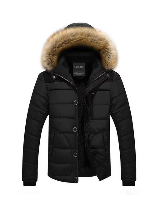 Men Can Remove Wool Collar Hat and Wool Padded Jacket