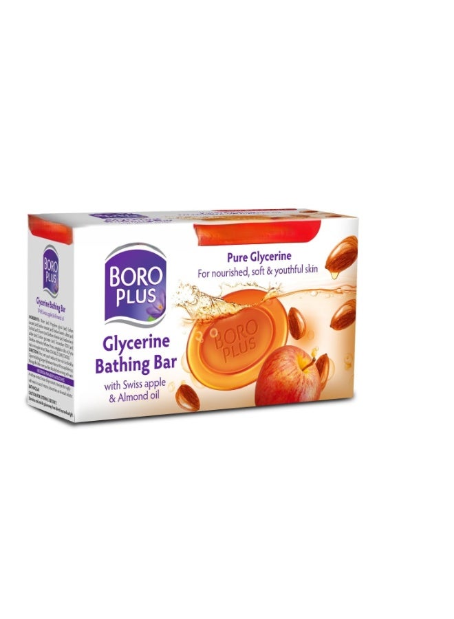 BOROPLUS Glycerine Bathing Bar With Swiss Apple & Almond Oil (125G, pack of 5) - Image 1