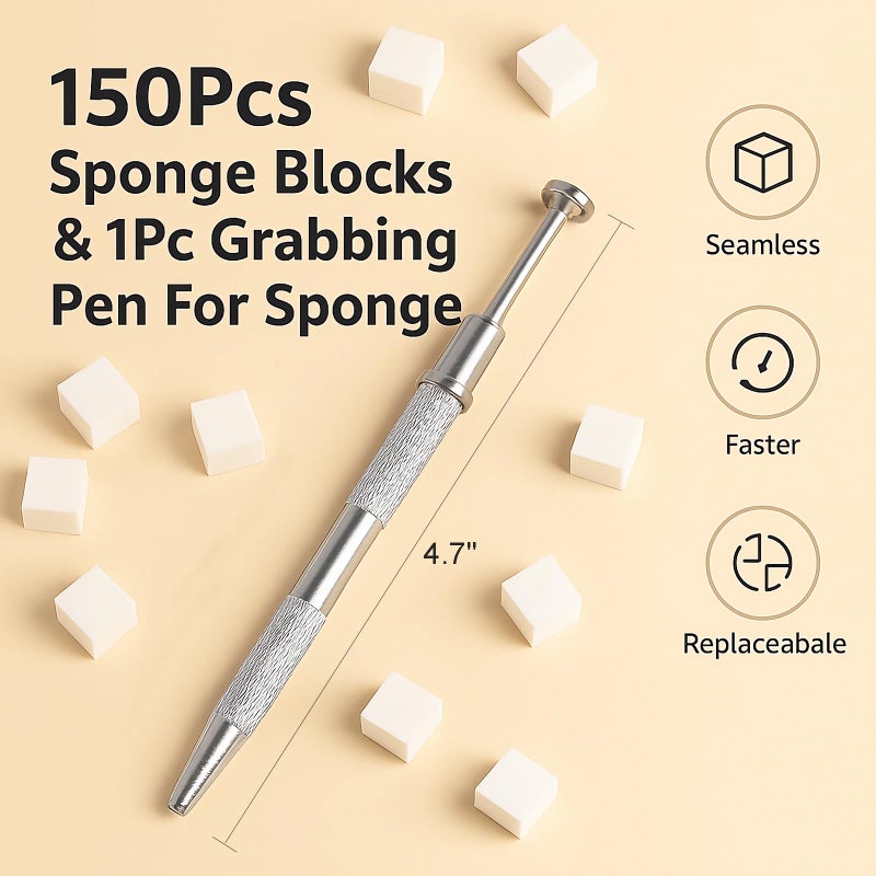 HomTop 150PCS Nail Sponges for Ombre Nail Art with 1 Grab Pen â€“ Gradient Nail Art Tool Set with Storage Case â€“ DIY Nail Design Accessories for Salon & Home Use - Image 2