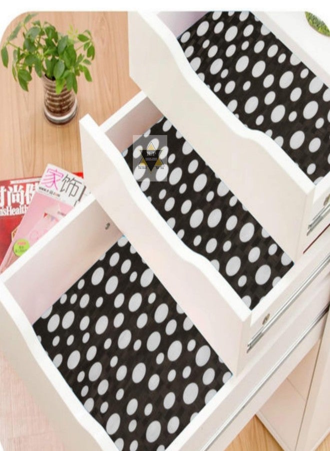 Mopak Decor بطانة رفوف مستطيلة طويلة من موباك ديكور، بطول 4 أمتار، لفة/حصيرة للأدراج، لفة رفوف، حصيرة مطبخ، لفة مطبخ، لفة ألواح، لفة أدراج، حصيرة مانعة للانزلاق، المقاس - 45 × 400 سم - N (نقطة سوداء) - Image 3