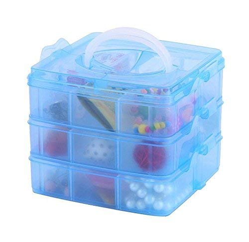 R Dabhi Storage Box 3Tier 18 Sections Transparent Stackable Adjustable Compartment Slot Plastic Craft Organizer for Toy Desktop Jewelry Accessory Drawer Or Kitchen Colour May Very - Image 1