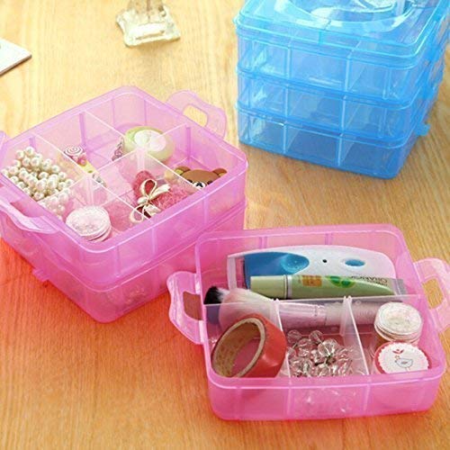 R Dabhi Storage Box 3Tier 18 Sections Transparent Stackable Adjustable Compartment Slot Plastic Craft Organizer for Toy Desktop Jewelry Accessory Drawer Or Kitchen Colour May Very - Image 2