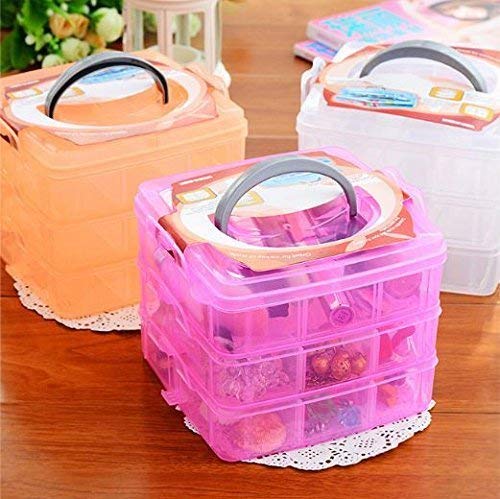 R Dabhi Storage Box 3Tier 18 Sections Transparent Stackable Adjustable Compartment Slot Plastic Craft Organizer for Toy Desktop Jewelry Accessory Drawer Or Kitchen Colour May Very - Image 4