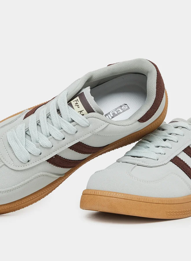 ستايلي Styli Striped Lace Up Flatform Sneakers
