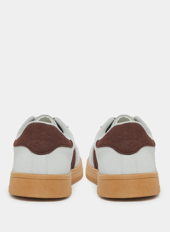 ستايلي Styli Striped Lace Up Flatform Sneakers