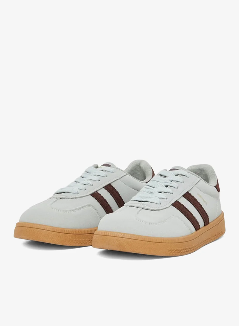 Styli Active Striped Lace Up Flatform Sneakers