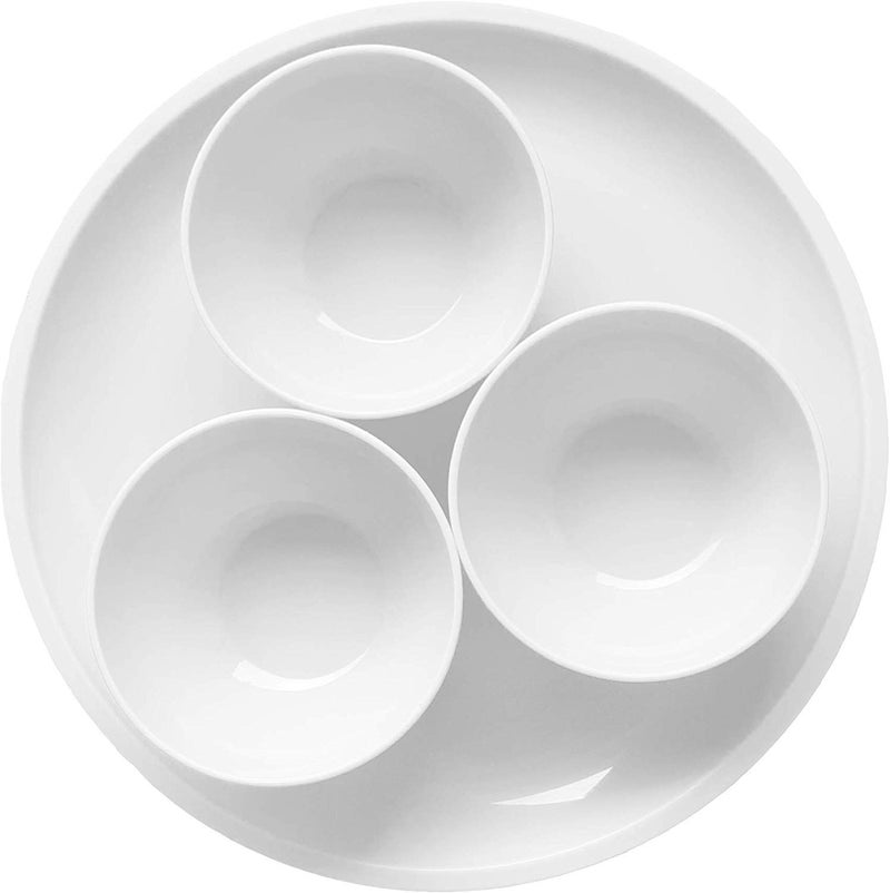 Urmila Plastic® Microwave Safe Unbreakable Round Dinner Set Big Plates Set of 6 Small Plates Set of 6& 12 Pcs Katori, Made in India Set of 24 (Green) (White) - Image 5