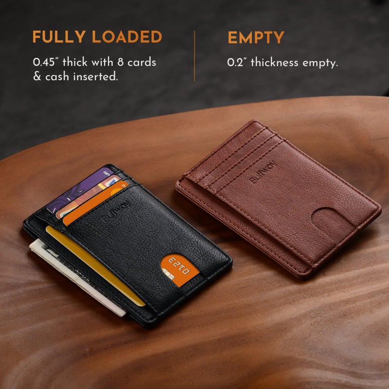 Buffway Slim Minimalist Front Pocket RFID Blocking Leather Wallets for Men and Women - Galactic Crack Black - Image 5