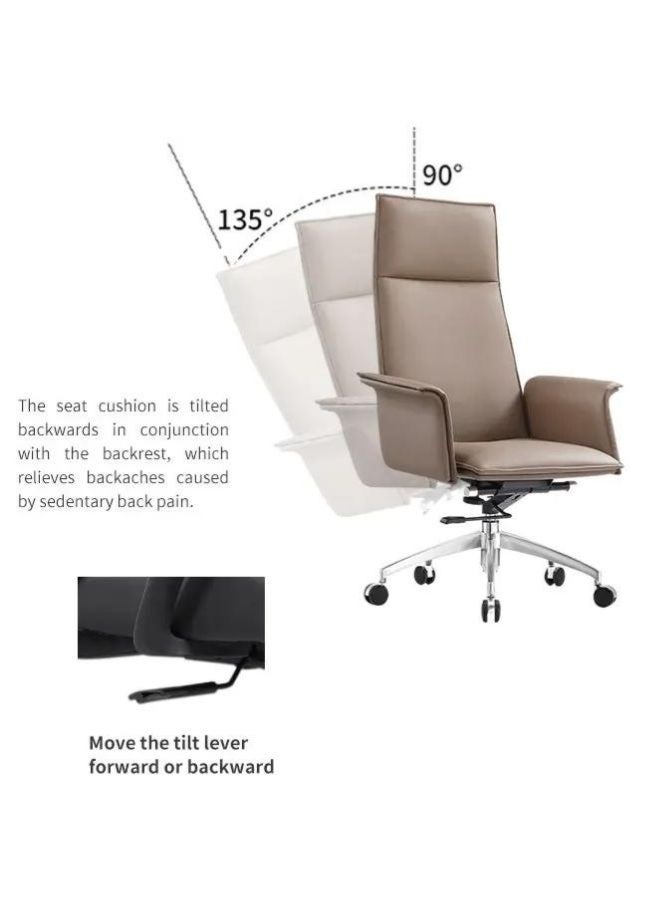 Fatio Executive Genuine Leather Office Chair with Chrome Gaslift, Aluminum Base & Silent Casters – Height Adjustable & Tilt Lock - Image 4