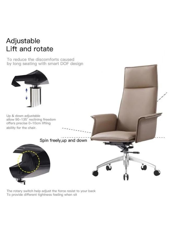 Fatio Executive Genuine Leather Office Chair with Chrome Gaslift, Aluminum Base & Silent Casters – Height Adjustable & Tilt Lock - Image 3