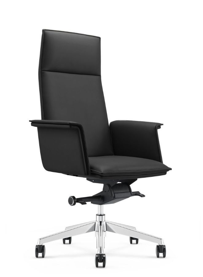 Fatio Executive Genuine Leather Office Chair with Chrome Gaslift, Aluminum Base & Silent Casters – Height Adjustable & Tilt Lock - Image 1