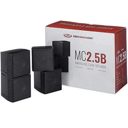 Pure Resonance Audio MC2.5B Dual 2.5” Swiveling Surround Sound Mini Cube Speaker (Pair, Black) (Without Brackets) - Image 1