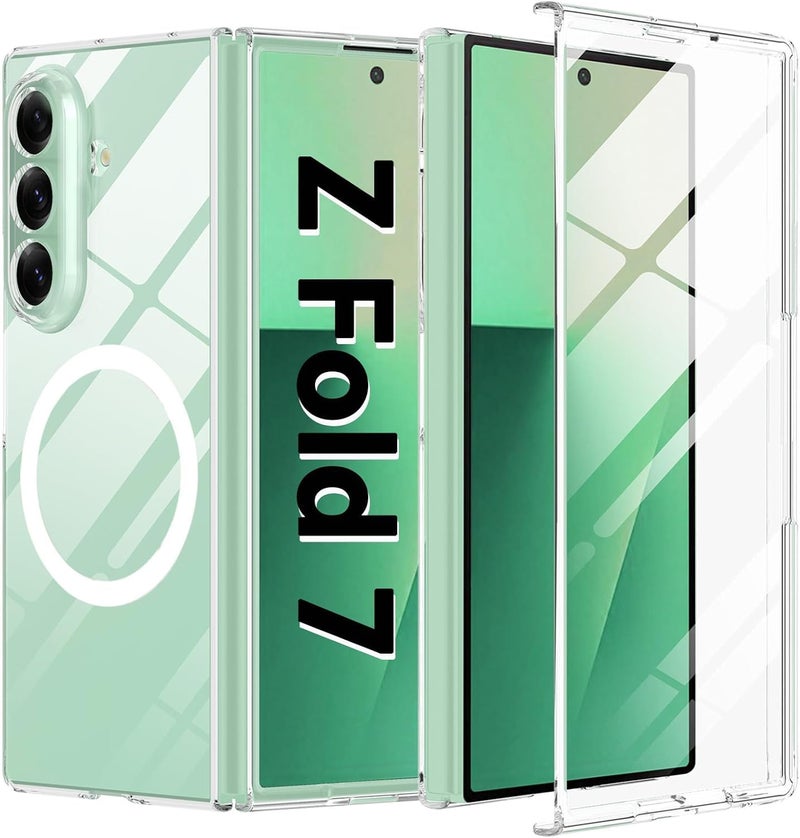 RODMED Magnetic Case for Samsung Galaxy Z Fold 7 5G Compatible with MagSafe, Shockproof Phone Bumper Cover, Anti-Scratch Clear Back (Clear) - Image 3