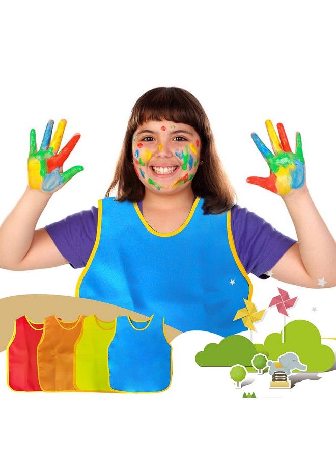 NANASO 4Pack Smock For Kids Children Waterproof Art Smock Painting Feeding Kids Painting Apron Handwork Cooking Toddler Paint Smock For Age 2 6 Years Gifts - Image 5