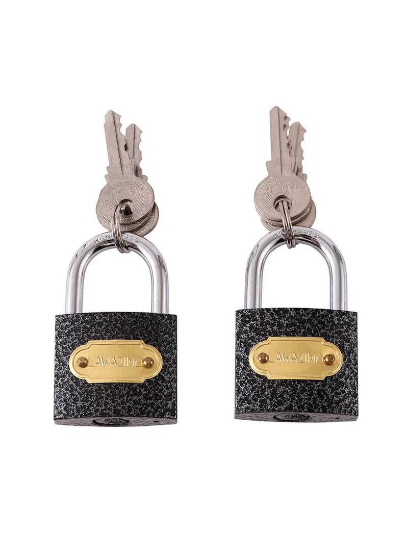 LAWAZIM - Iron Padlock -2 Piece 40mm- Keyed Anti-pick Tamper-proof Weather-resistant Lock Enhanced Security Protection from Theft - for Gates Doors Sheds Lockers Toolboxes Bikes Luggage and Cabinets - Image 1