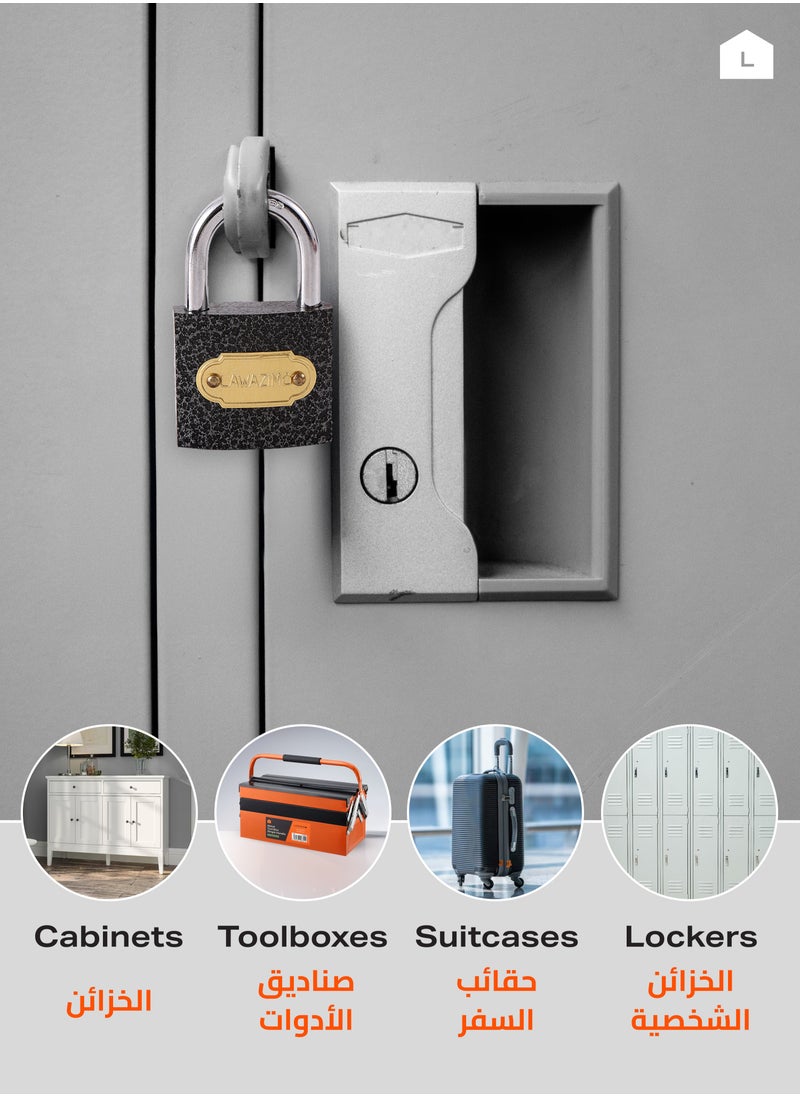 LAWAZIM - Iron Padlock -2 Piece 40mm- Keyed Anti-pick Tamper-proof Weather-resistant Lock Enhanced Security Protection from Theft - for Gates Doors Sheds Lockers Toolboxes Bikes Luggage and Cabinets - Image 1