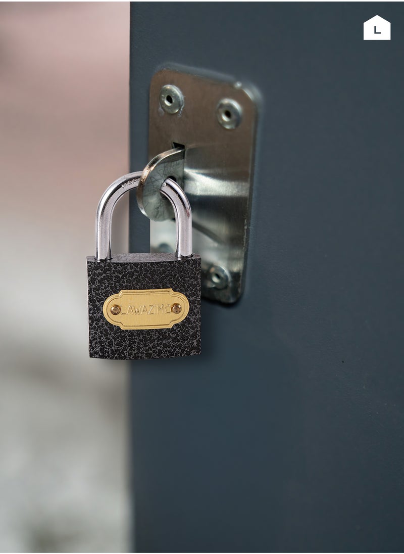 LAWAZIM - Iron Padlock -2 Piece 40mm- Keyed Anti-pick Tamper-proof Weather-resistant Lock Enhanced Security Protection from Theft - for Gates Doors Sheds Lockers Toolboxes Bikes Luggage and Cabinets - Image 1
