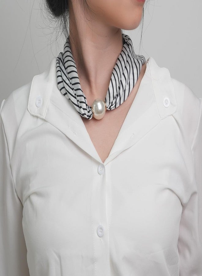 MIFYNN Silk Scarf Choker Necklace for Woman Trendy Black and White Scarf Necklace with Charm Formal Costume Prom Jewelry Gift - Image 4