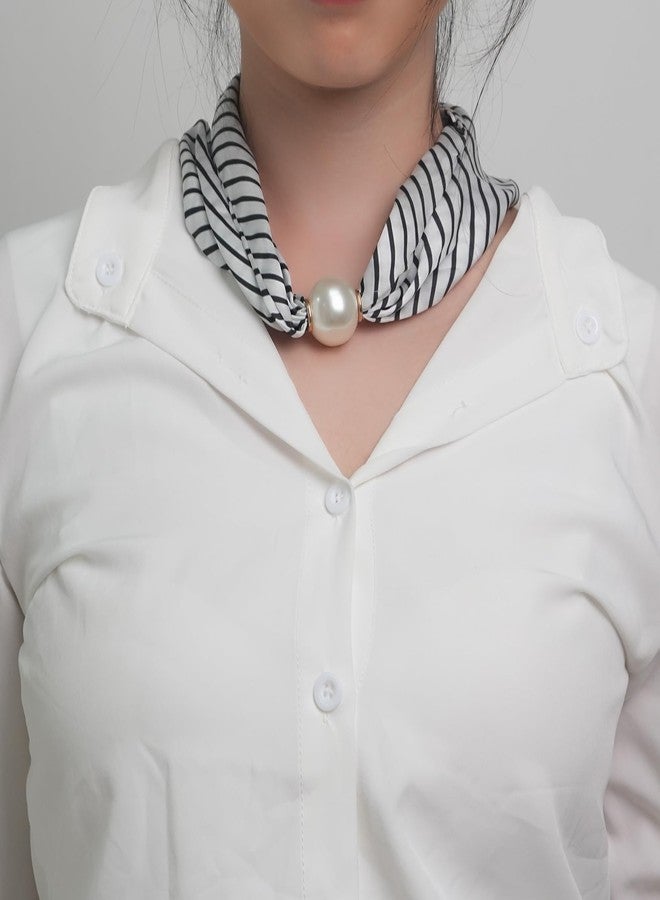 MIFYNN Silk Scarf Choker Necklace for Woman Trendy Black and White Scarf Necklace with Charm Formal Costume Prom Jewelry Gift - Image 5