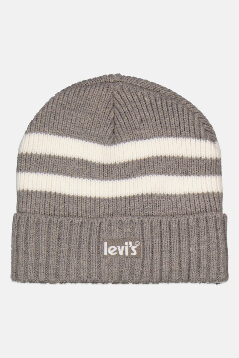 Levi's Men Embroidered Brand Logo Knitted Beanie, Grey  - Image 1