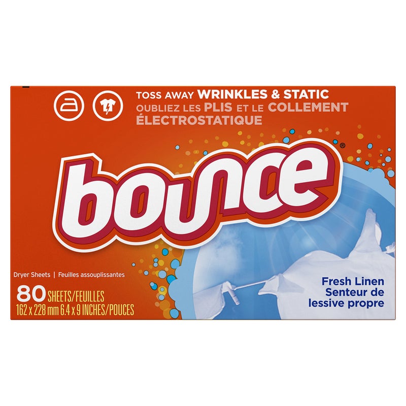 Bounce Fabric Softener Dryer Sheets Fresh Linen 80 Count Pack of 3