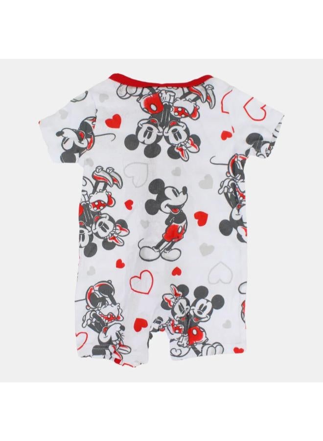 carter's Baby Girls Cotton Romper – White with Minnie Mouse Print and Zipper Detail - Image 2