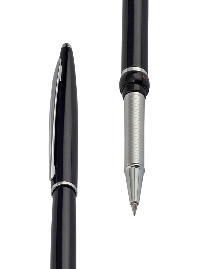 Oliver Lio SH CP Roller Pen – 0.6mm Schmidt Refill, Full Brass Body, Cap Lock Mechanism, Shine Black Finish with Chrome Trims - Image 3