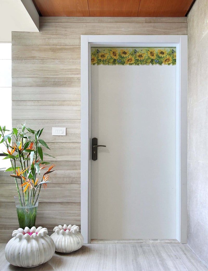 WallDesign Sunflower & Butterflies Leafy Print Design & Contour Cut Wallpaper Border Sticker for Stylish Wall, Ceiling, Floor Skirting Decoration - 5.25 Inch Width x 5 Feet Length - Image 5