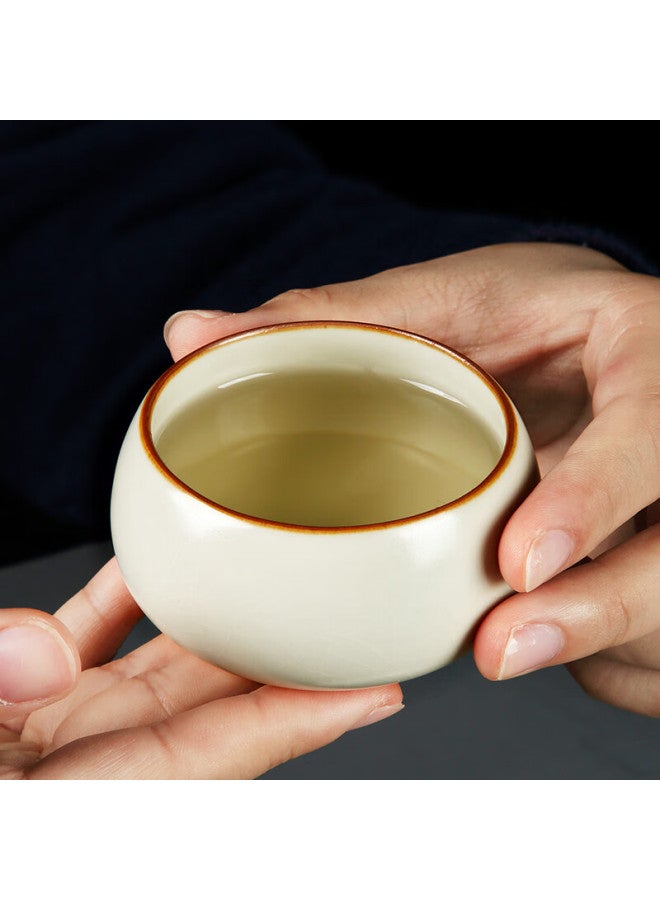 Tangfeng Ru Kiln Tea Set Household Tea Pot Kung Fu Tea Set Whole Set Beige Song Ci One Pot Two Cups Gift Box - Image 4