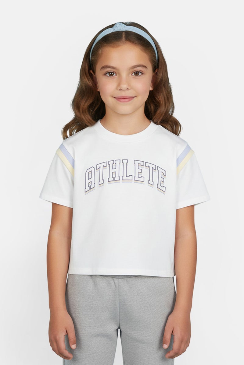 PUMA Kids Girl Sportswear Fit Short Sleeve Outdoor T-Shirt, White - Image 1