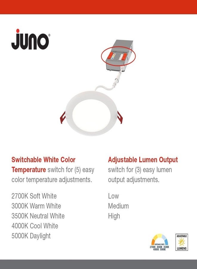 Juno WF6 ALO20 SWW5 90CRI MVOLT MW M6 Wafer LED Downlight Canless Switchable White 2700K-5000K, Adjustable Lumens, Flat Edge, Matte White, 6" - Image 3