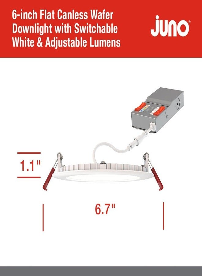 Juno WF6 ALO20 SWW5 90CRI MVOLT MW M6 Wafer LED Downlight Canless Switchable White 2700K-5000K, Adjustable Lumens, Flat Edge, Matte White, 6" - Image 4