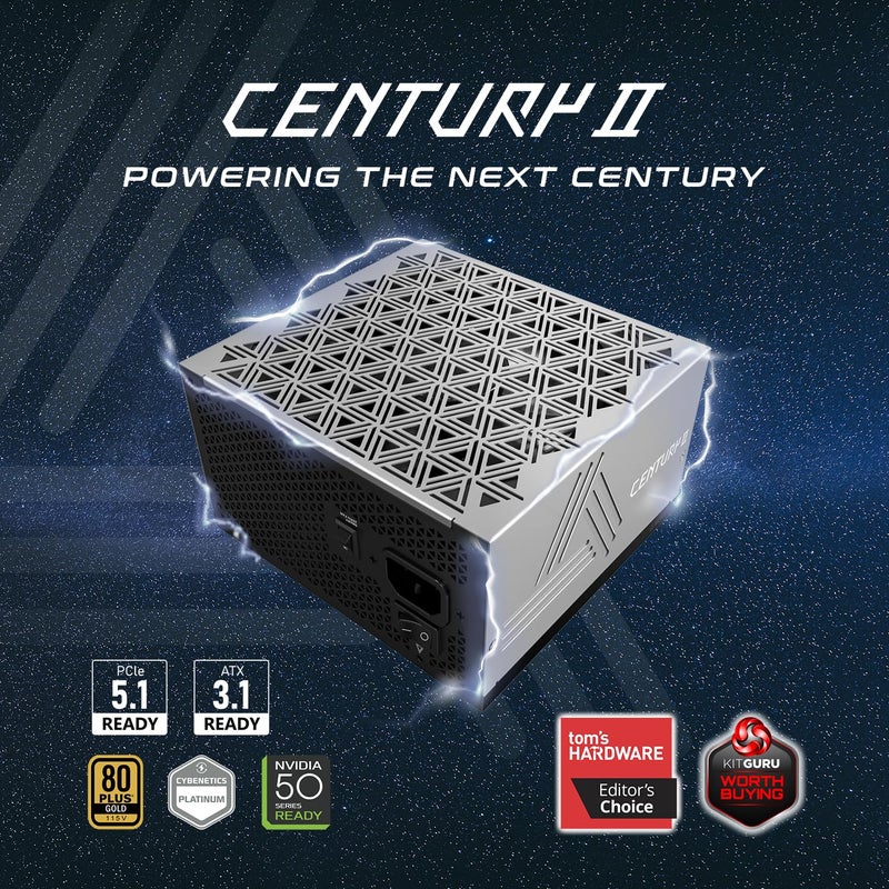 MONTECH Century II - 1050W High-End ATX Gaming Power Supply - 80 Plus Gold & Cybenetics Platinum - Fully Modular - ATX 3.1 & PCIe 5.1 Ready with 12V-2x6 Cable - 10 Years Warranty - Image 2