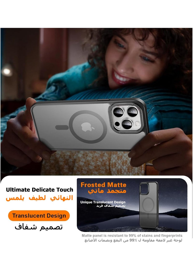 Eligo - iPhone 14 Pro Max Magnetic MagSafe Case,【Full Shockproof Protection】Translucent Matte Back, Slim Phone Cover with Strong Magnet for Apple 14 Pro Max (2022)(Black) - Image 1