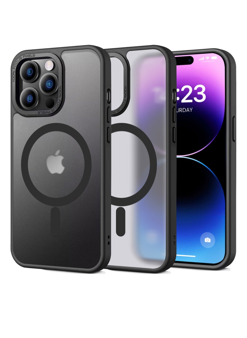 Eligo - iPhone 14 Pro Max Magnetic MagSafe Case,【Full Shockproof Protection】Translucent Matte Back, Slim Phone Cover with Strong Magnet for Apple 14 Pro Max (2022)(Black) - Image 1