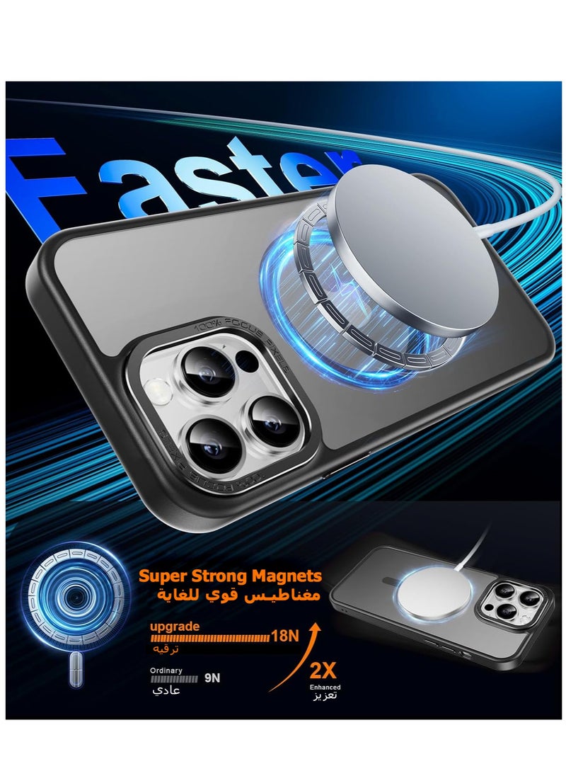 Eligo - iPhone 14 Pro Max Magnetic MagSafe Case,【Full Shockproof Protection】Translucent Matte Back, Slim Phone Cover with Strong Magnet for Apple 14 Pro Max (2022)(Black) - Image 1