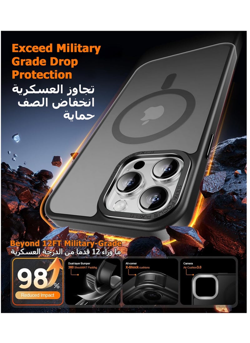 Eligo - iPhone 14 Pro Max Magnetic MagSafe Case,【Full Shockproof Protection】Translucent Matte Back, Slim Phone Cover with Strong Magnet for Apple 14 Pro Max (2022)(Black) - Image 1