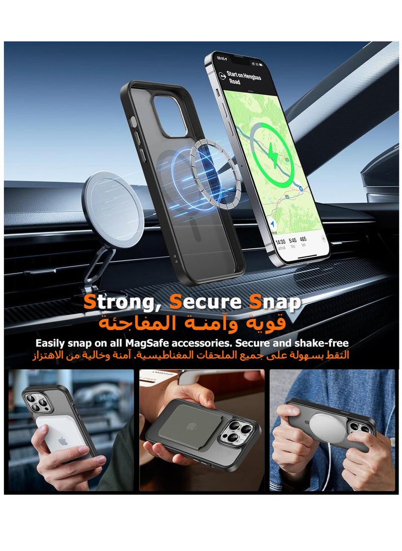 Eligo - iPhone 14 Pro Max Magnetic MagSafe Case,【Full Shockproof Protection】Translucent Matte Back, Slim Phone Cover with Strong Magnet for Apple 14 Pro Max (2022)(Black) - Image 1