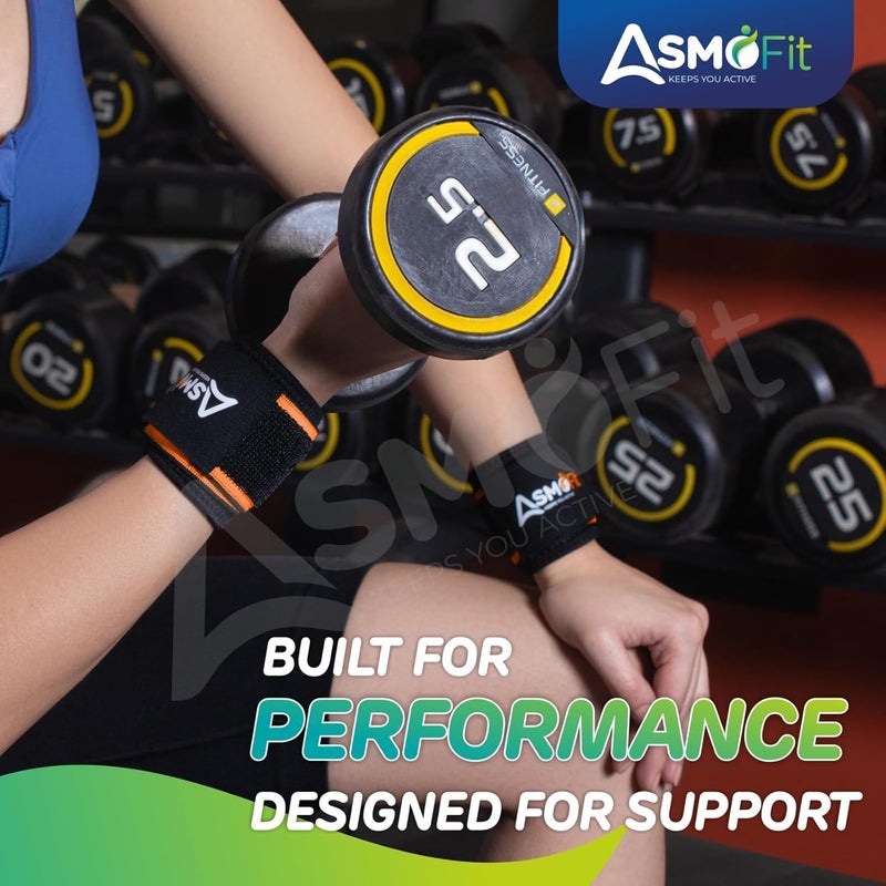 Asmofit دعامات المعصم مع فيلكرو (زوج) - لفات المعصم السوداء القابلة للتعديل والمثبتات للرجال والنساء | حزام المعصم للصالة الرياضية، التدريب، اللياقة البدنية، التهاب المفاصل وتخفيف الإصابات - Image 5