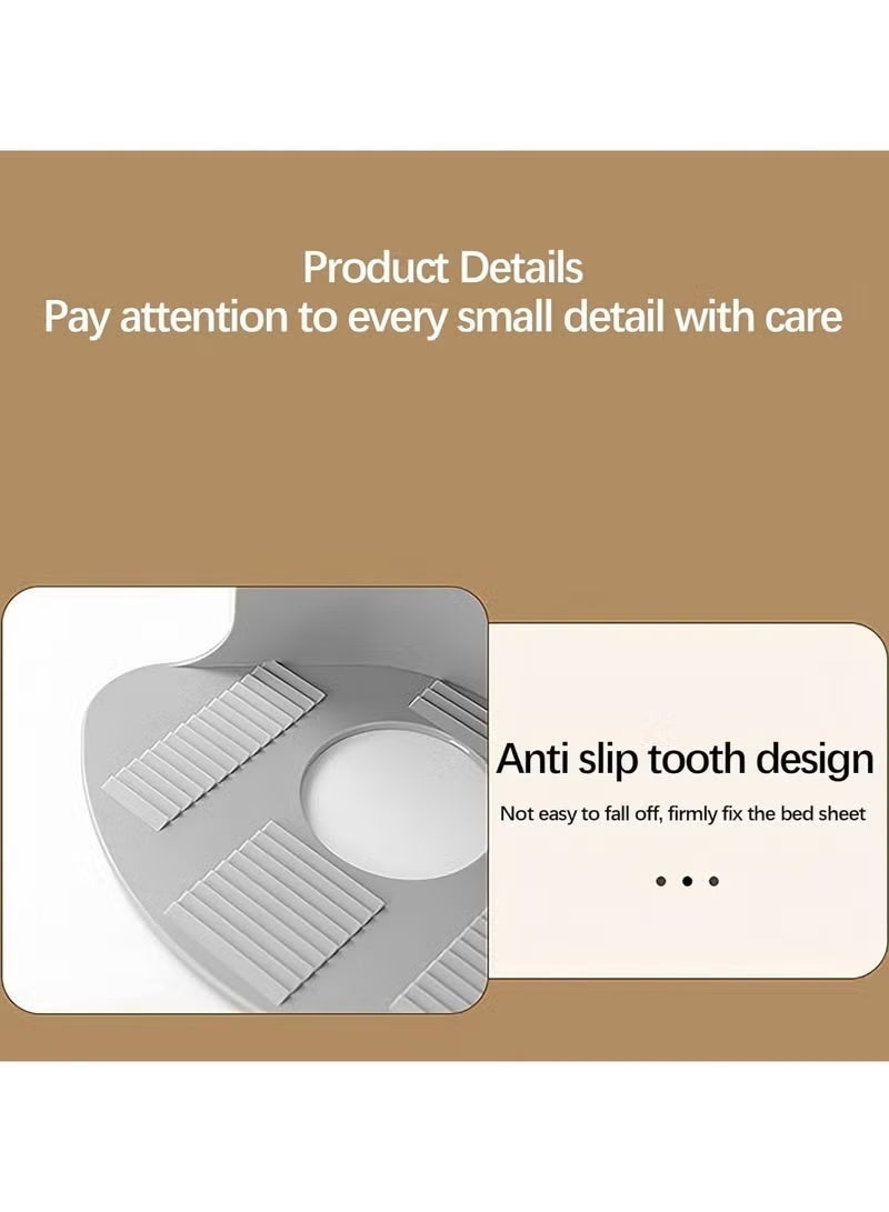 4 Pcs مجموعة ماسكات أغطية السرير الملائمة مضادة للانزلاق كليبات زوايا السرير بتصميم ثابت لا يسقط للنظافة المنزلية لون رمادي - Image 5