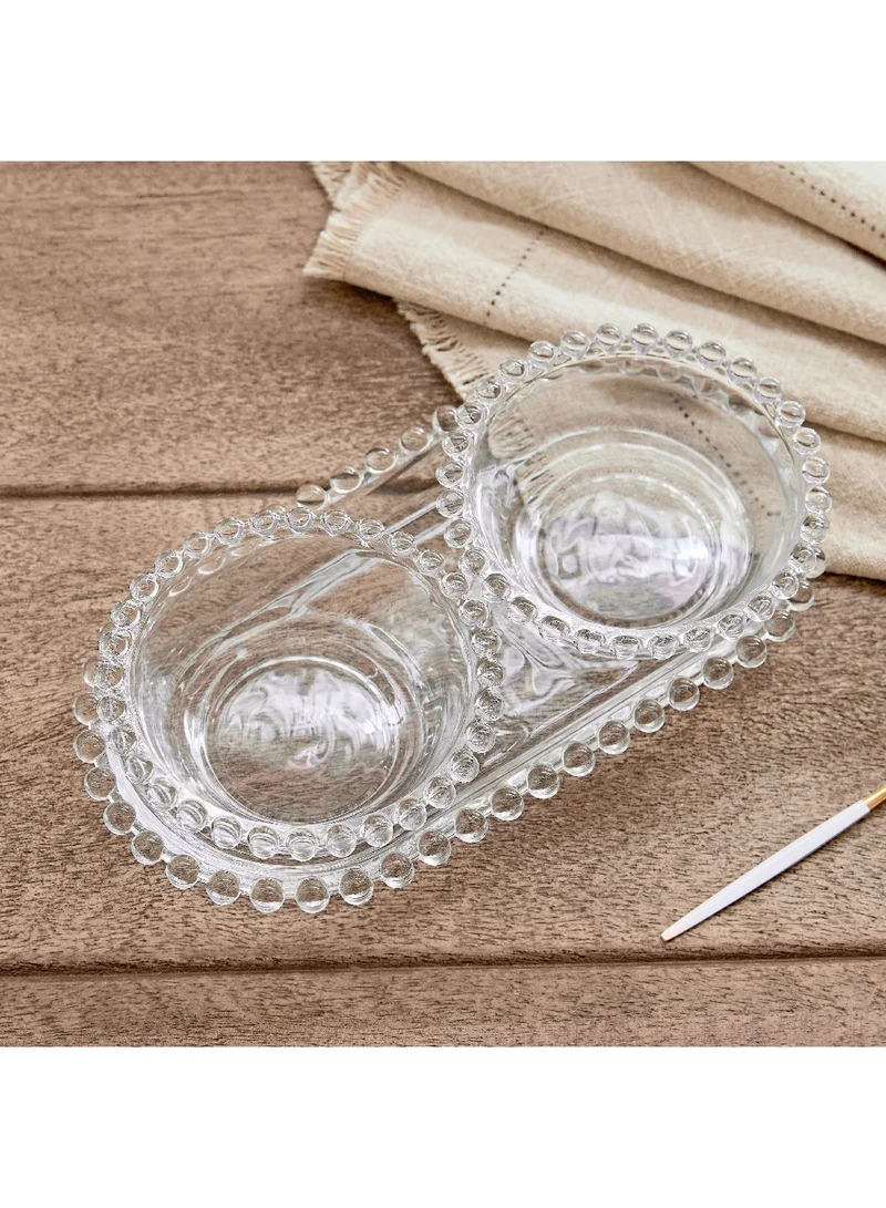 Home Box Merriam 3-Piece Beaded Condiment Bowl Set with Tray