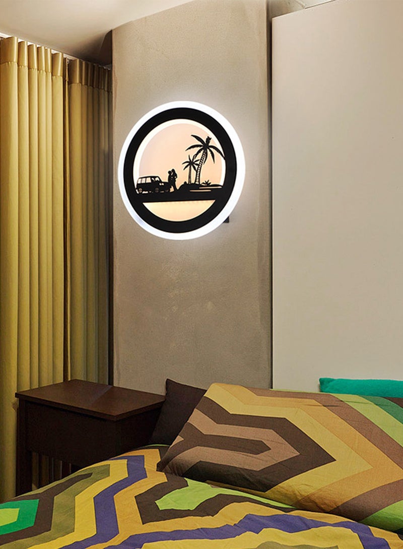 Sharpdo Nordic Creative LED Wall Lamp, Fashion 3 Color Dimming Wall Mounted Sconce, For Home Decor Bedroom Living Room Atmosphere Decoration Wall Light, Coast Palm, 30*30 CM - Image 4