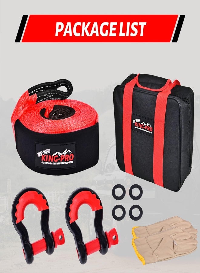 KING-PRO Strap Recovery Kit 3" x 20ft, 33,000lbs Breaking Strength with 23% Elongation, 100% Nylon Kinetic Towing Strap with 2pcs Heavy Duty 3/4 D Ring Shackles for Truck SUV ATV Off Road - Image 5