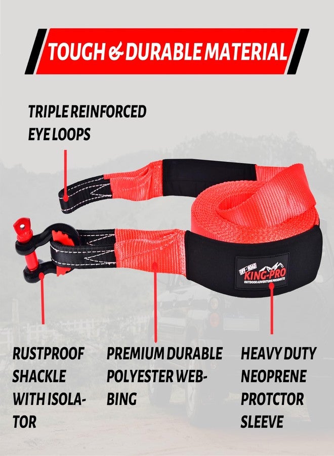 KING-PRO Strap Recovery Kit 3" x 20ft, 33,000lbs Breaking Strength with 23% Elongation, 100% Nylon Kinetic Towing Strap with 2pcs Heavy Duty 3/4 D Ring Shackles for Truck SUV ATV Off Road - Image 3