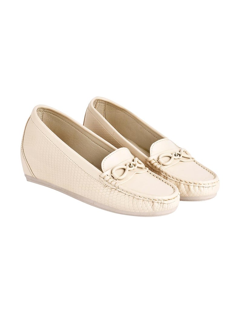Shoetopia Women's Zip Loafers Cream (6 UK) - Image 2