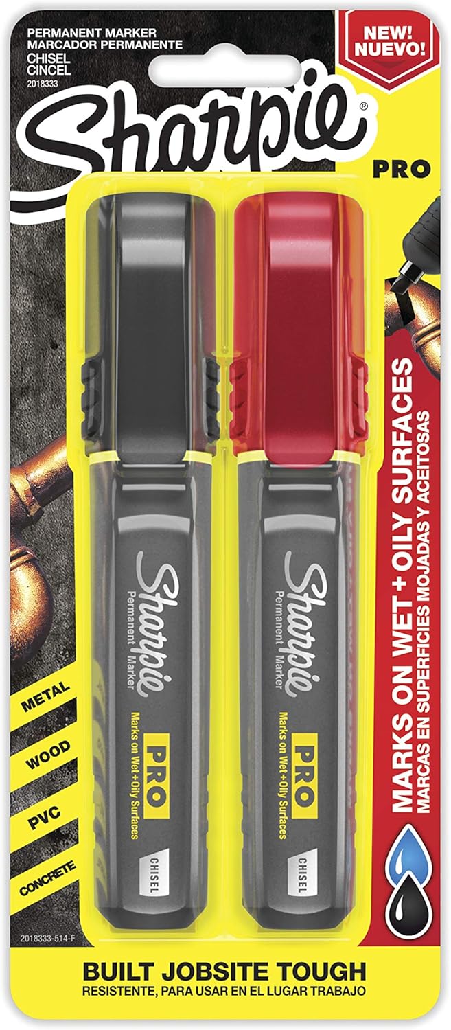 Sharpie SHARPIE PRO Permanent Marker Medium Chisel Tip Assorted Colors Black and Red 2Count 2018333  - Image 1