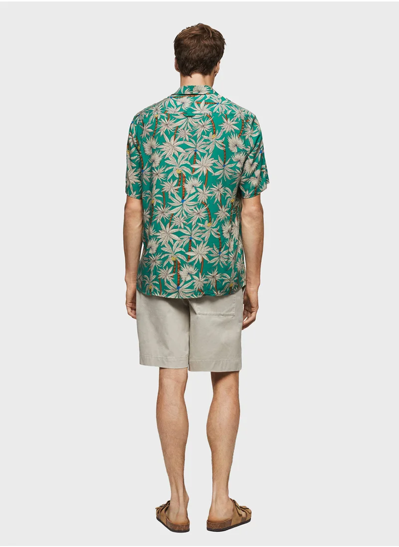 Mango Man Palm-H Printed Regular Fit Shirt