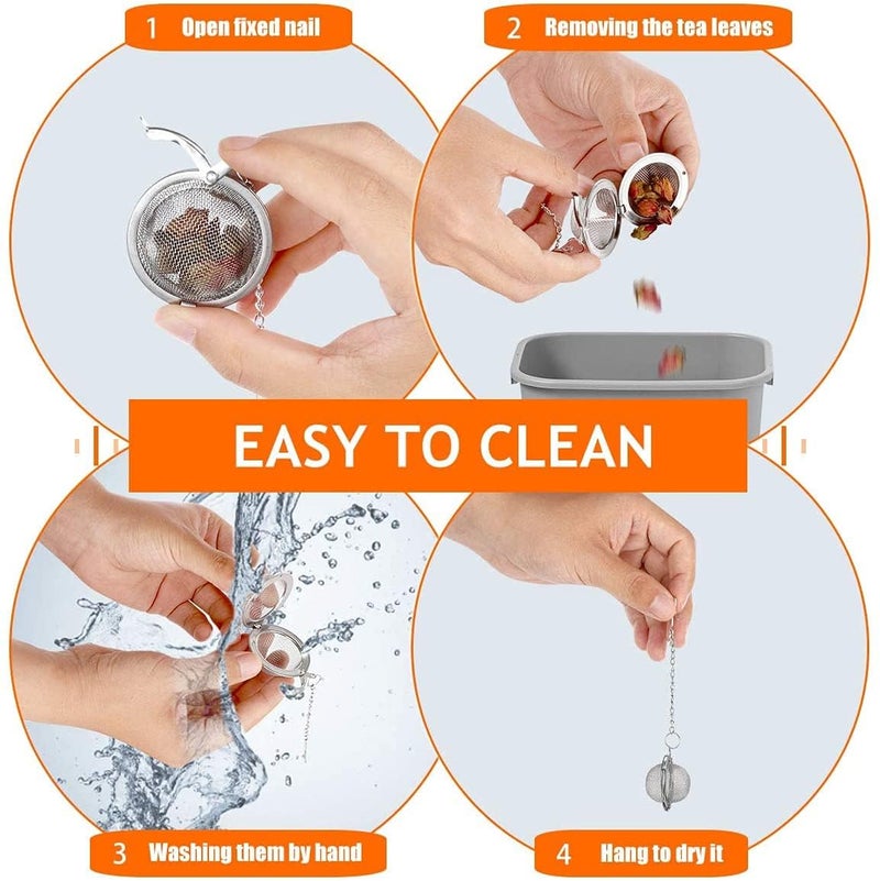SHIDHMI 2 Pcs Reusable Stainless Steel Tea Infuser for Loose Leaf Tea | Durable Chai Strainer with Handle | Easy-to-Clean Tea Steeper for Green Tea, Herbal Tea & Chai Brewing Infuser Ball 2, Small - Image 3