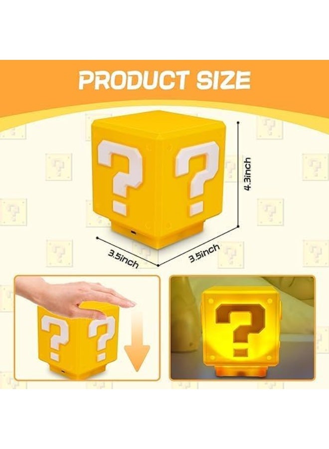 showkah® Mini Question Block Night Light – Rechargeable Desk & Bedside Lamp with Game Sound Effects, Type-C Charging, Soft Glow for Kids & Game Fans - Image 2