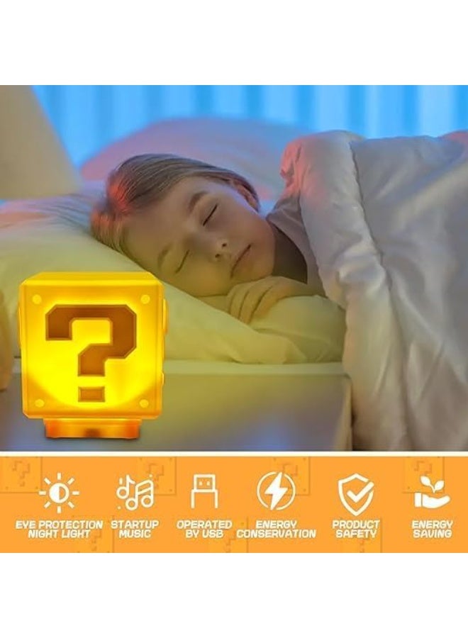 showkah® Mini Question Block Night Light – Rechargeable Desk & Bedside Lamp with Game Sound Effects, Type-C Charging, Soft Glow for Kids & Game Fans - Image 1